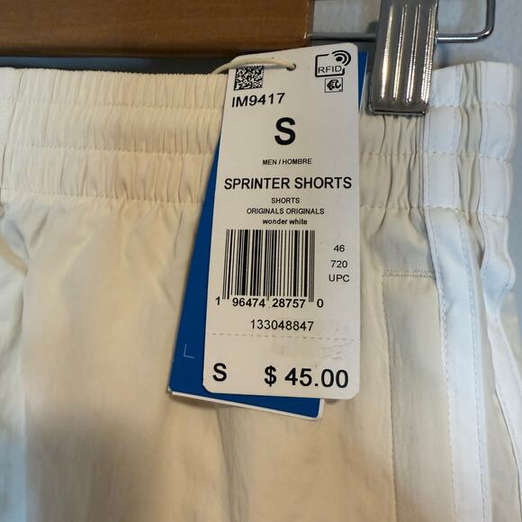 Adidas Sprinter Shorts Cream White Athletic Gym Shorts Men’s Size S New NWT - Picture 4 of 10